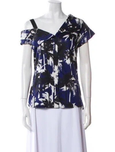Pre-owned Jason Wu Printed One-shoulder Blouse In Multi