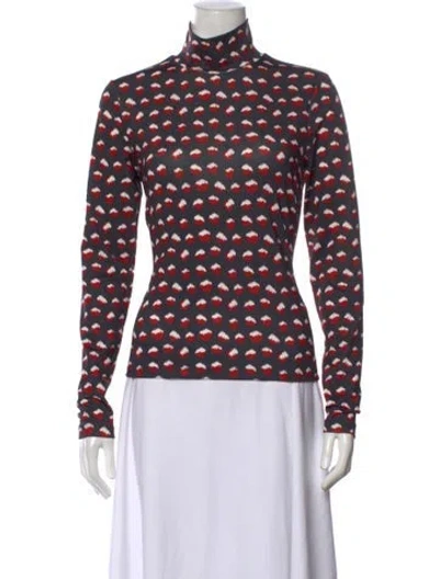 Pre-owned Jason Wu Printed Turtleneck Top In Black