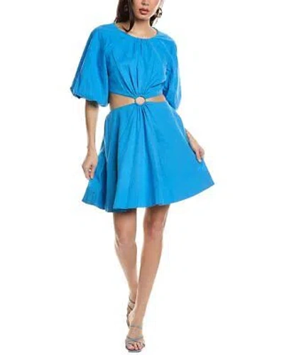 Pre-owned Jason Wu Puff Sleeve Cutout Linen-blend Mini Dress Women's In Blue