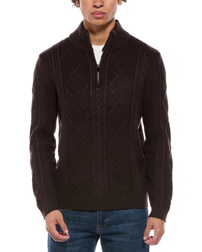 Jason Wu Quarter Zip Diamond Cable Knit Mock Neck Sweater In Brown