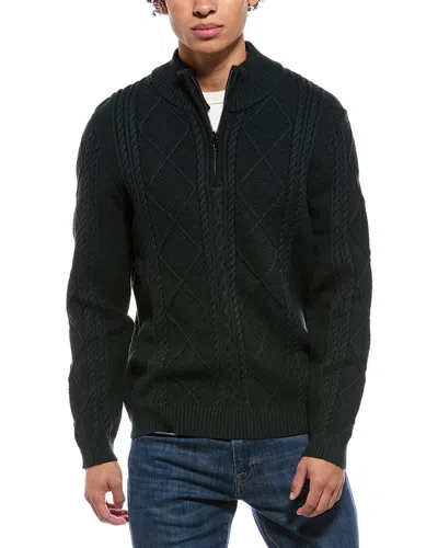 Jason Wu Quarter Zip Diamond Cable Knit Mock Neck Sweater In Green
