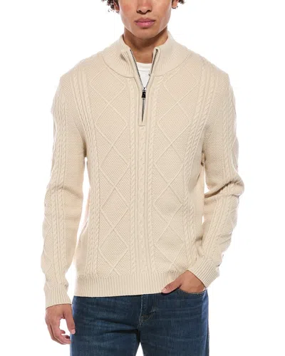 Jason Wu Quarter Zip Diamond Cable Knit Mock Neck Sweater In White