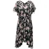 Jason Wu Ruched Floral Dress In Black Silk In Multi