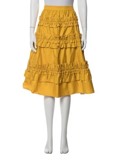 Pre-owned Jason Wu Ruffle Embellishment Midi Length Skirt In Yellow