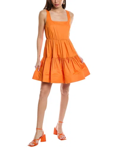 Jason Wu Tiered Square-neck Fit-&-flare Mini Dress In Orange