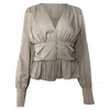 Jason Wu Satin Peplum Hem Blouse In Grey Polyseter In Grey