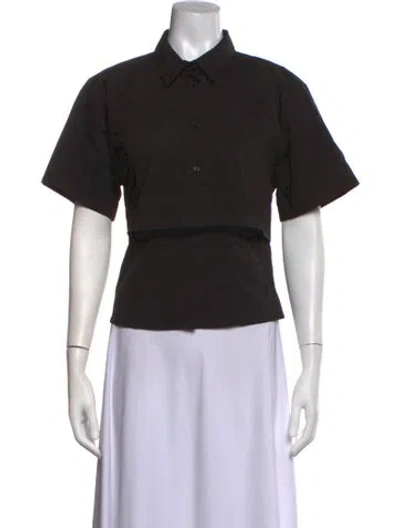 Pre-owned Jason Wu Short Sleeve Button-up Top In Black