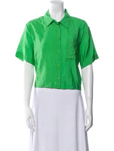 Pre-owned Jason Wu Short Sleeve Button-up Top In Green