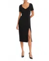 Jason Wu Short Sleeve Stretch Fitted Dress In Black In Black