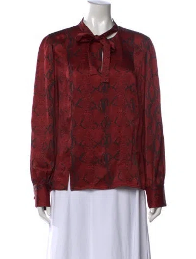 Pre-owned Jason Wu Silk Animal Print Blouse W/ Tags In Red