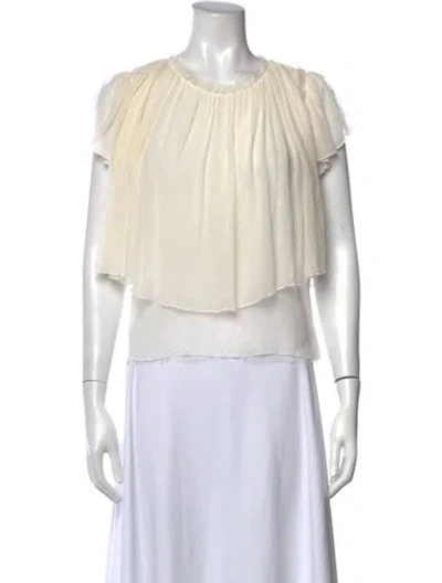 Pre-owned Jason Wu Silk Crew Neck Blouse In White