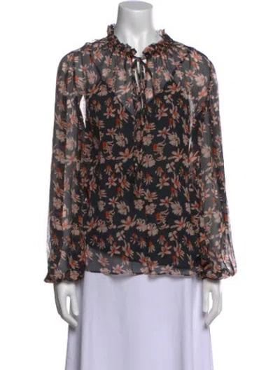 Pre-owned Jason Wu Silk Floral Print Blouse In Black