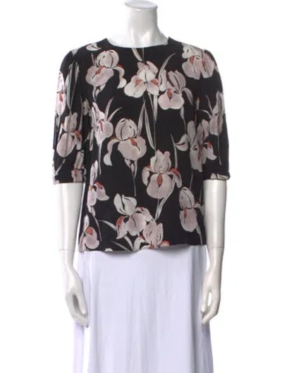 Pre-owned Jason Wu Silk Floral Print Blouse In Black