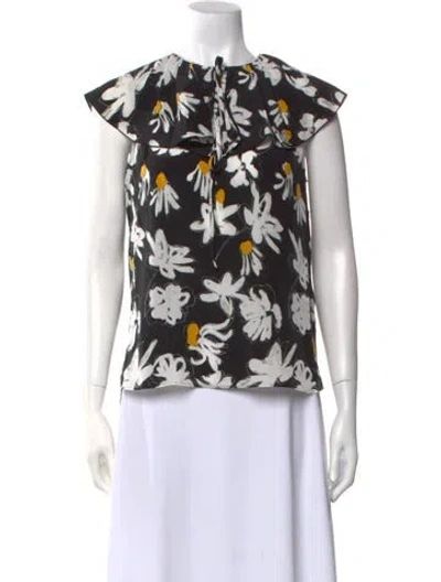 Pre-owned Jason Wu Silk Floral Print Blouse In Black