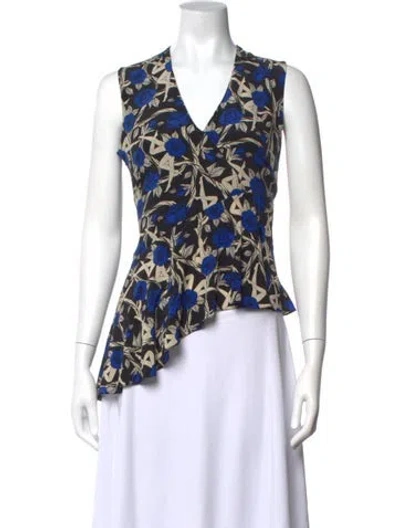 Pre-owned Jason Wu Silk Floral Print Blouse In Black