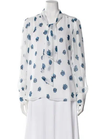 Pre-owned Jason Wu Silk Floral Print Blouse In White