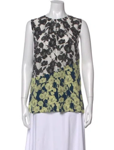 Pre-owned Jason Wu Silk Floral Print Blouse In White