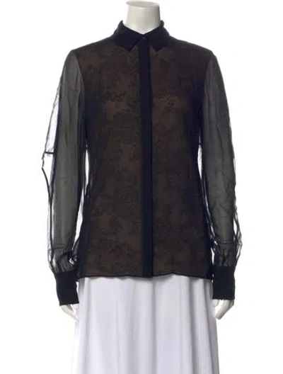 Pre-owned Jason Wu Silk Lace Pattern Blouse In Black