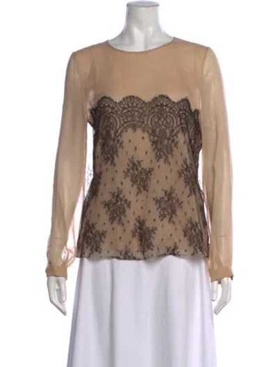 Pre-owned Jason Wu Silk Lace Pattern Blouse In Neutrals
