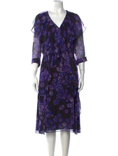 Pre-owned Jason Wu Silk Midi Length Dress In Black/purple