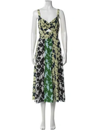 Pre-owned Jason Wu Silk Midi Length Dress In Green