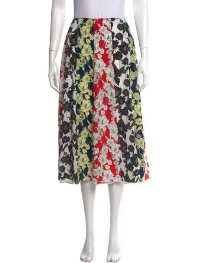 Pre-owned Jason Wu Silk Midi Length Skirt In Black/neutrals/red