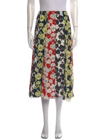 Pre-owned Jason Wu Silk Midi Length Skirt In Black/neutrals/red