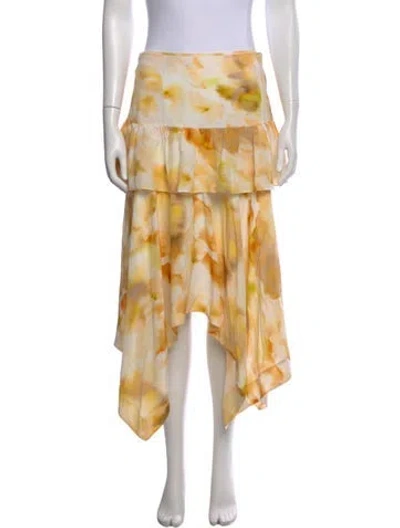 Pre-owned Jason Wu Silk Midi Length Skirt In Yellow