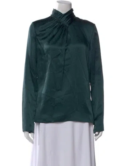 Pre-owned Jason Wu Silk Mock Neck Blouse In Green