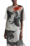 Jason Wu Silk Organza Oversized Crewneck T-shirt With Artwork By Tong Yang Tze