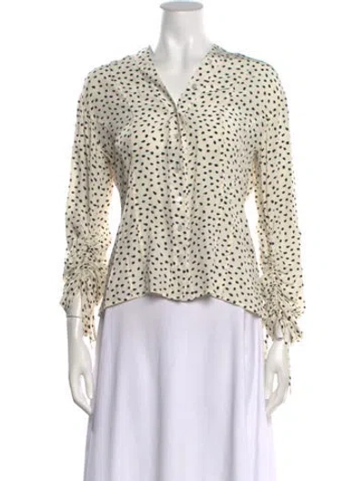 Pre-owned Jason Wu Silk Polka Dot Print Blouse In Neutrals