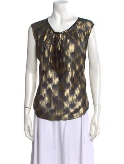Pre-owned Jason Wu Silk Printed Blouse In Gold
