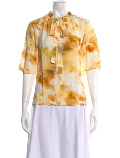 Pre-owned Jason Wu Silk Printed Blouse In Yellow