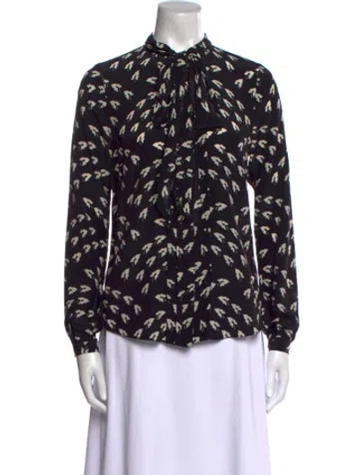 Pre-owned Jason Wu Silk Printed Button-up Top In Black