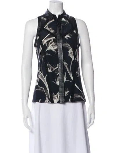 Pre-owned Jason Wu Silk Printed Button-up Top In Blue