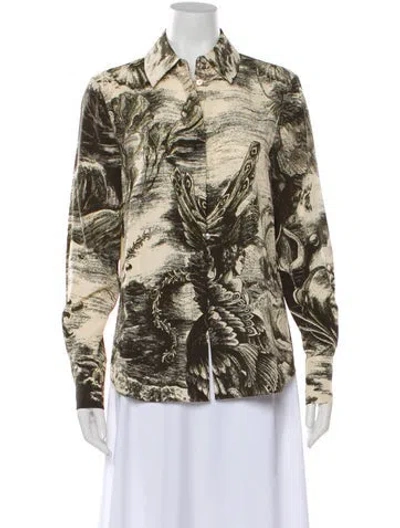 Pre-owned Jason Wu Silk Printed Button-up Top In Neutral