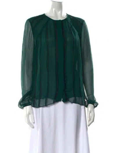 Pre-owned Jason Wu Silk Striped Blouse In Green