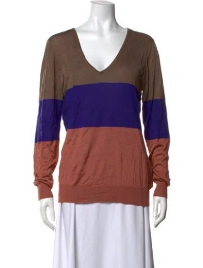 Pre-owned Jason Wu Silk Striped Sweater In Brown
