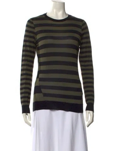 Pre-owned Jason Wu Silk Striped Sweater In Green