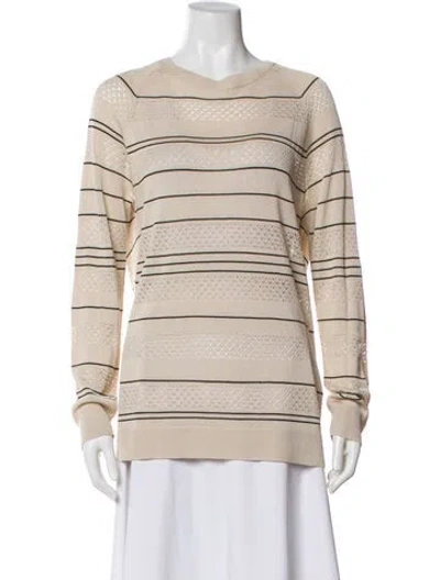 Pre-owned Jason Wu Silk Striped Sweater In Neutral