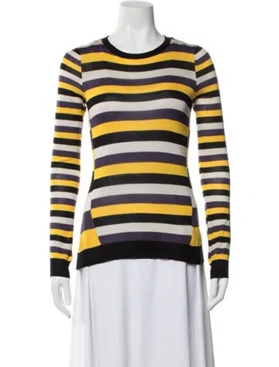 Pre-owned Jason Wu Silk Striped Sweater In Yellow