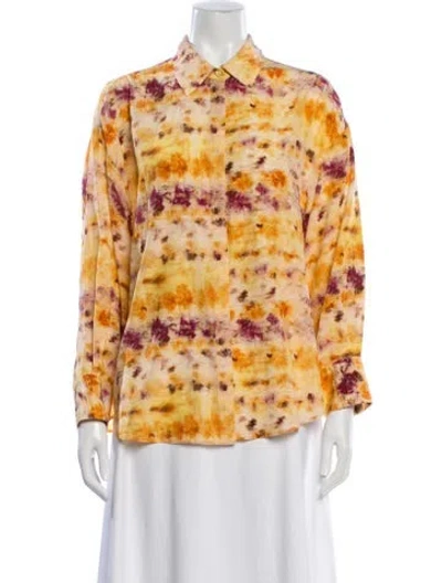 Pre-owned Jason Wu Silk Tie-dye Print Button-up Top In Yellow