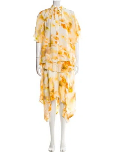 Pre-owned Jason Wu Silk Tie-dye Print Skirt Set In Yellow