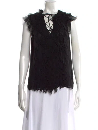 Pre-owned Jason Wu Silk V-neck Blouse In Black