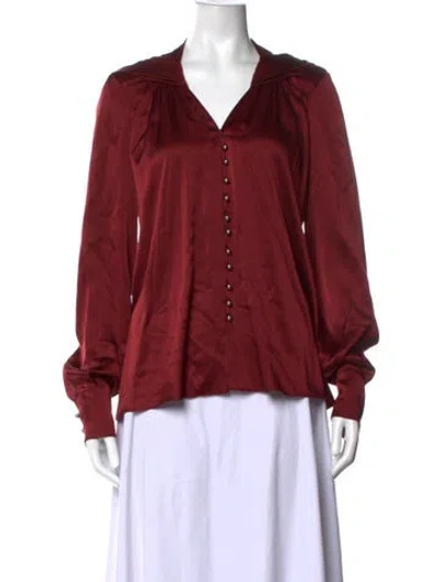 Pre-owned Jason Wu Silk V-neck Blouse In Burgundy