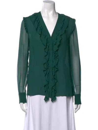 Pre-owned Jason Wu Silk V-neck Blouse In Green