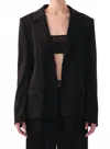 Jason Wu Single Breasted Blazer W/ Lace Hem In Black/black In Multi