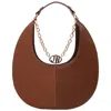 Jason Wu Smooth & Suede Pu Shoulder Bag With Chain Logo Detail In Brown