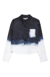 Jason Wu Smudged Button Front Stretch Cotton Canvas Top