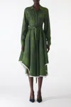Jason Wu Smudged Canvas Silk Twill Shirtdress With Belt In Multi